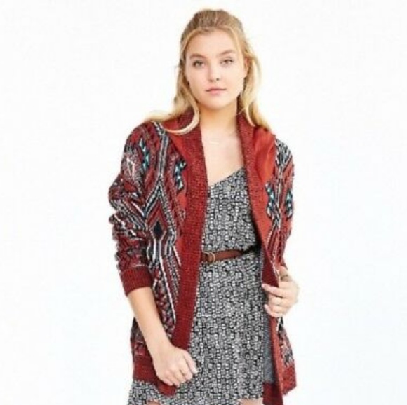 Ecoté | Terracotta Hooded Knit Cardigan - Picture 2 of 3